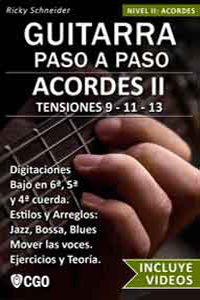 Acordes II - con tensiones 9, 11 y 13, bajo 6, 5 y 4 cuerda. Nuevo libro Guitarra