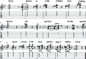 Jazz Blues usando voicings con 9 y/o 13