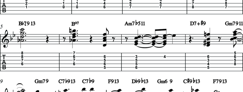 Jazz Blues usando voicings con 9 y/o 13